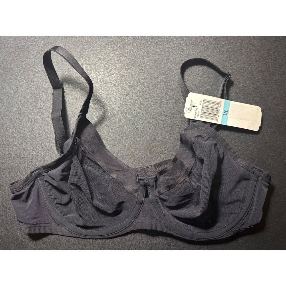 NEW Paramour Ethereal Black Unlined Sheer Mesh Underwire Bra 32C 115159 NWT